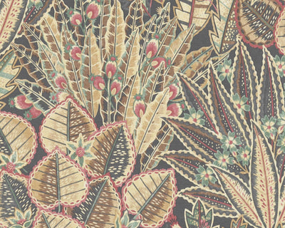 product image for Abstract Leaf Floral Wallpaper in Brown/Red/Black 34