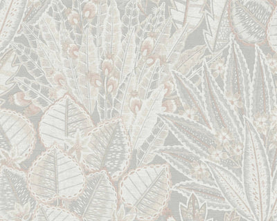 product image for Abstract Leaf Floral Wallpaper in Grey/Beige/Cream 40