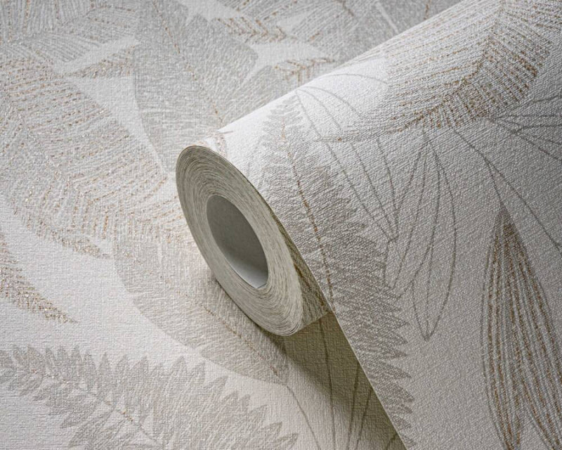 media image for Large Leaf Floral Light Texture Wallpaper in Cream/Beige 255