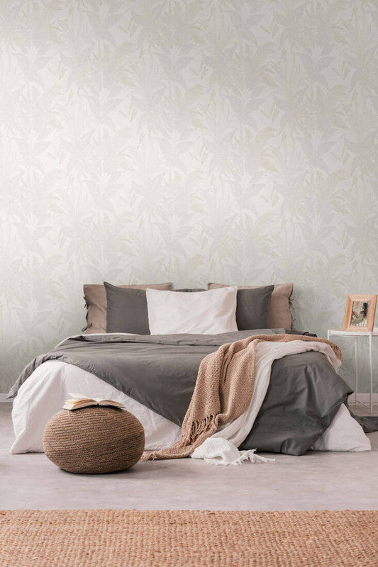 media image for Large Leaf Floral Light Texture Wallpaper in Cream/Beige 279
