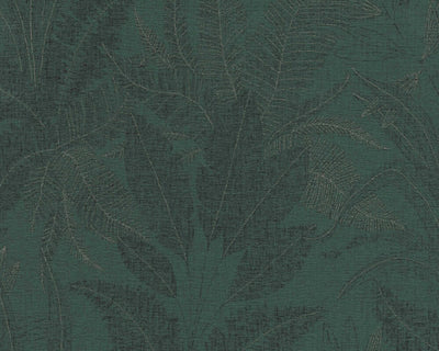 product image for Large Leaf Floral Light Texture Wallpaper in Dark Green 28