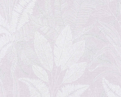 product image for Large Leaf Floral Light Texture Wallpaper in Violet/Silver 42