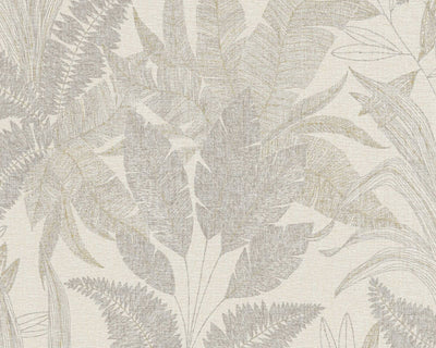 product image for Large Leaf Floral Light Texture Wallpaper in Beige/Gold/Grey 36