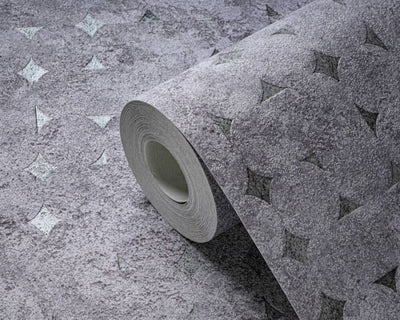 product image for Geo Shapes & Accents Distressed Wallpaper in Grey/Silver/Purple 4