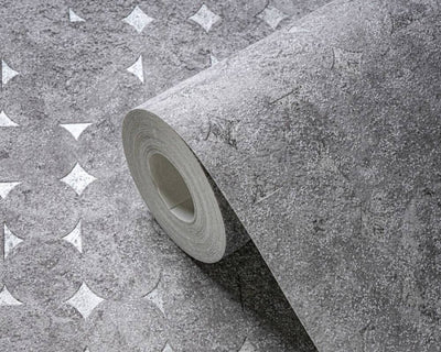 product image for Geo Shapes & Accents Distressed Wallpaper in Grey/Silver 10