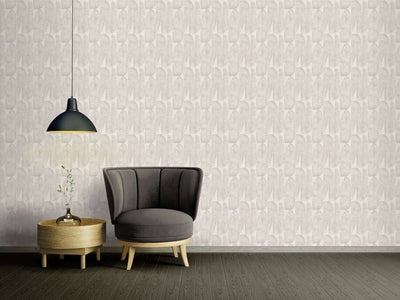 product image for Geometric Leaf Wallpaper in Beige/Grey 60