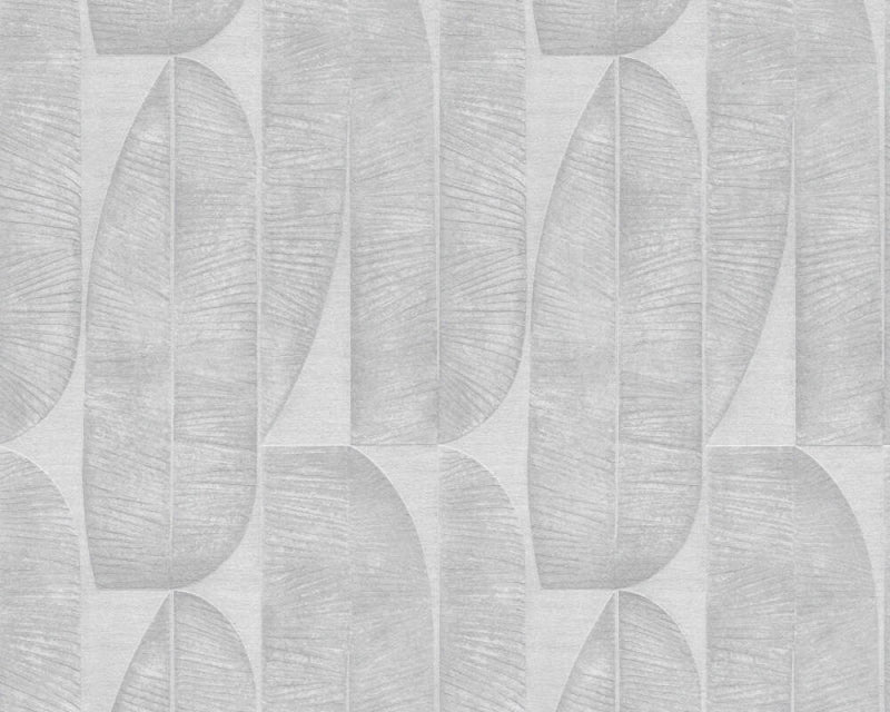 media image for Geometric Leaf Wallpaper in Grey 255