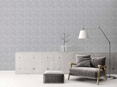 product image for Geometric Leaf Wallpaper in Grey 49