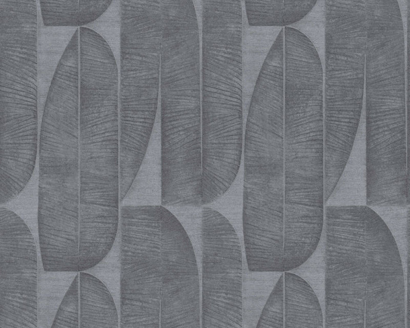 media image for Geometric Leaf Wallpaper in Black/Grey 275