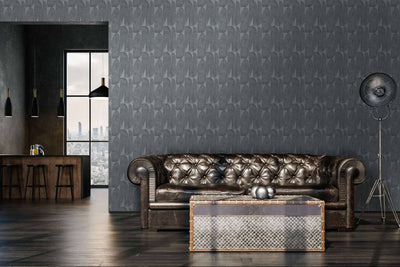 product image for Geometric Leaf Wallpaper in Black/Grey 10