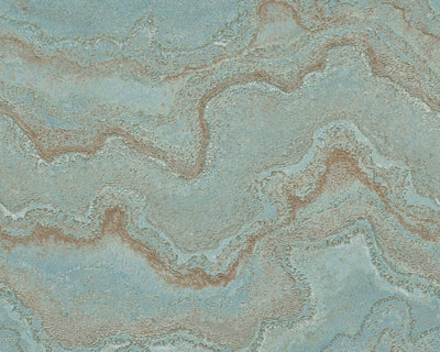product image for Marbled & Metallic Accents Wallpaper in Blue/Green/Gold 70