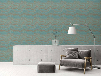 product image for Marbled & Metallic Accents Wallpaper in Blue/Green/Gold 92