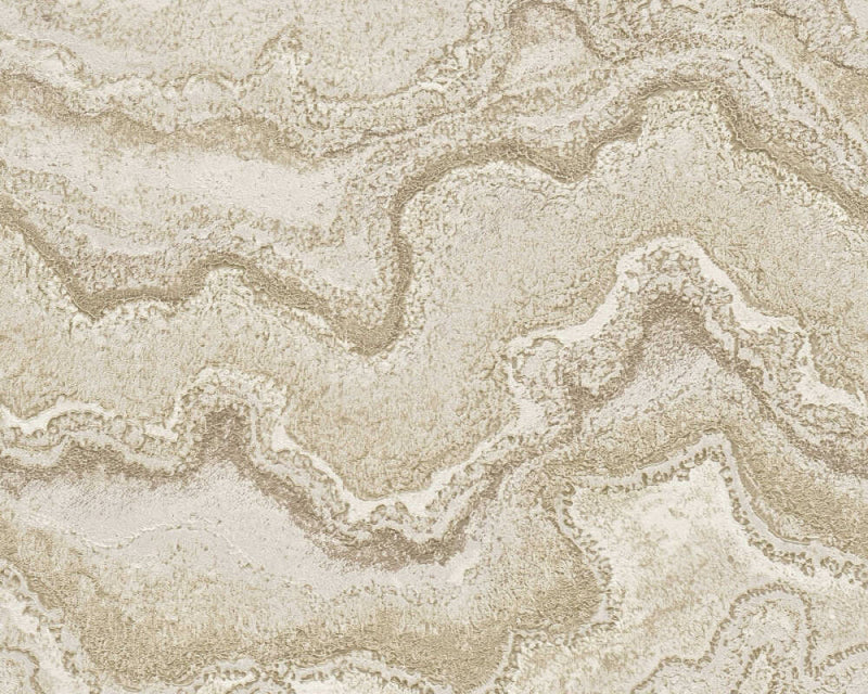 media image for Marbled & Metallic Accents Wallpaper in Beige/Cream/Gold 286