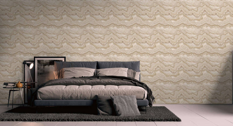 media image for Marbled & Metallic Accents Wallpaper in Beige/Cream/Gold 271