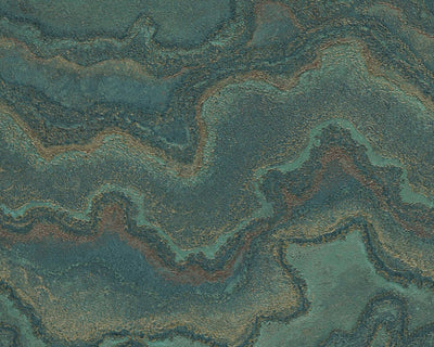 product image for Marbled & Metallic Accents Wallpaper in Green/Copper/Gold 52