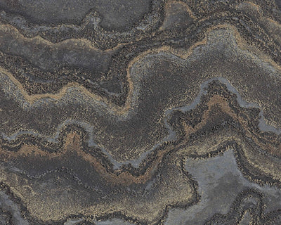 product image of Marbled & Metallic Accents Wallpaper in Black/Copper/Gold 522