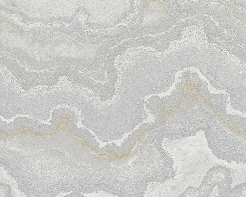 media image for Marbled & Metallic Accents Wallpaper in Grey/Silver/Gold 239