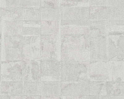 product image of Tile Texture Metallic Effect Wallpaper in Cream/Grey/Silver 54
