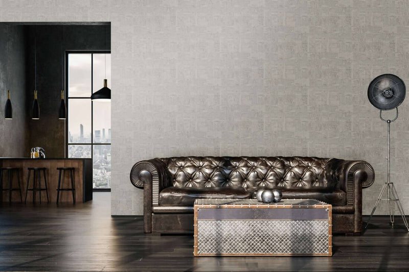 media image for Tile Texture Metallic Effect Wallpaper in Cream/Grey/Silver 228