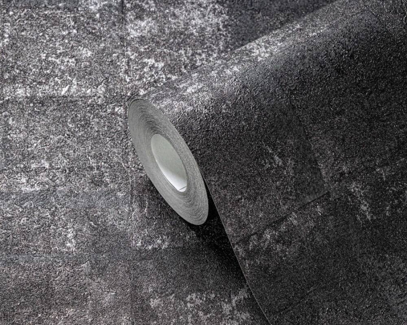 media image for Tile Texture Metallic Effect Wallpaper in Black/Grey/Silver 285