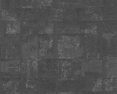 product image for Tile Texture Metallic Effect Wallpaper in Black/Grey/Silver 71
