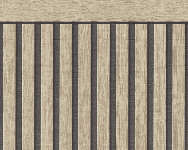 media image for Wood Stripe & Solid Wallpaper in Beige/Black/Brown 214