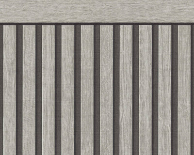 product image for Wood Stripe & Solid Wallpaper in Grey/Black/White 86