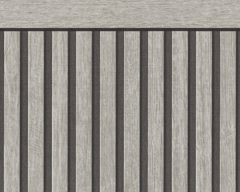 media image for Wood Stripe & Solid Wallpaper in Grey/Black/White 219