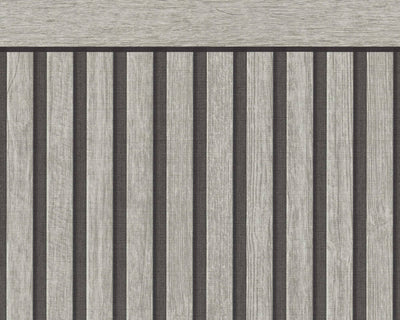 product image of Sample Wood Stripe & Solid Wallpaper in Grey/Black/White 534