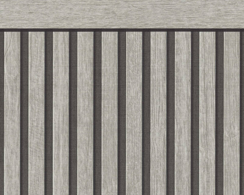 media image for Sample Wood Stripe & Solid Wallpaper in Grey/Black/White 244