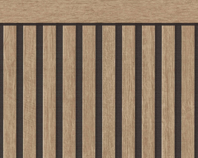 media image for Wood Stripe & Solid Wallpaper in Brown/Black 241