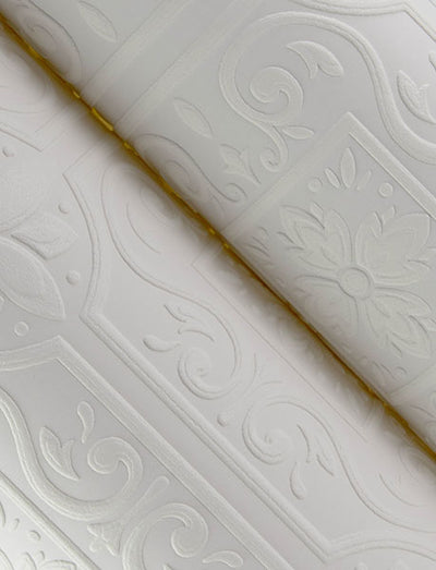 product image for Ibold White Tin Ceiling Scroll Paintable Wallpaper 84