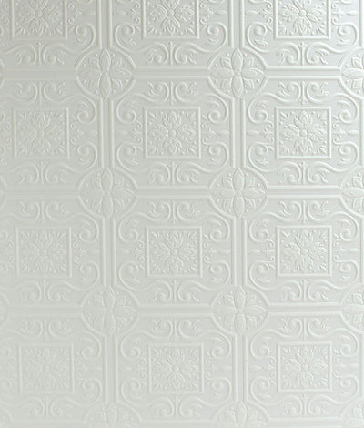 product image of Ibold White Tin Ceiling Scroll Paintable Wallpaper 580