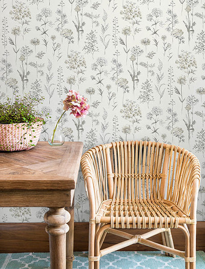 product image for Bergamot Light Grey Wildflower Wallpaper 32