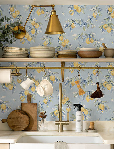 product image for Lemonade Light Blue Citrus Wallpaper 88