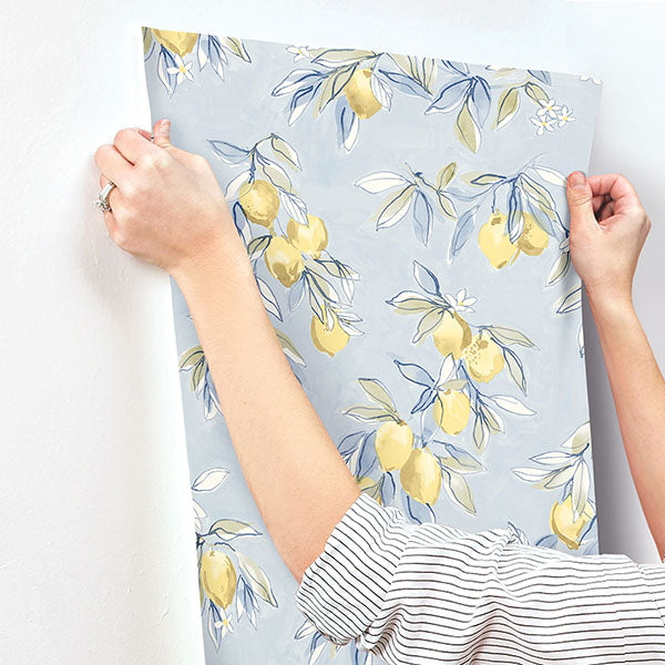 media image for Lemonade Light Blue Citrus Wallpaper 295