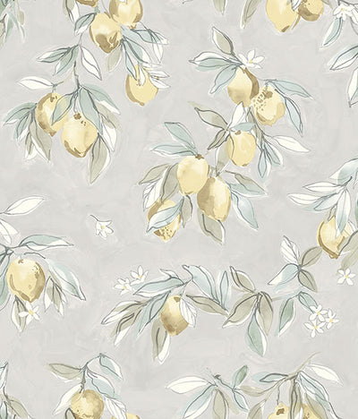 product image of Lemonade Grey Citrus Wallpaper 599