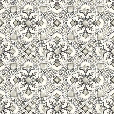 product image of Sample Marjoram Black Floral Tile Wallpaper 571