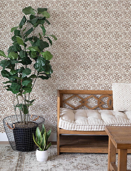 media image for Marjoram Light Grey Floral Tile Wallpaper 243