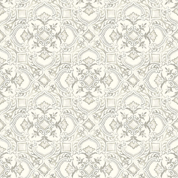 media image for Marjoram Light Grey Floral Tile Wallpaper 218