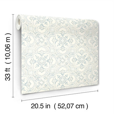 product image for Marjoram Light Blue Floral Tile Wallpaper 75