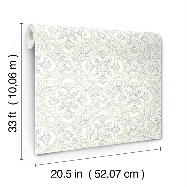 media image for Marjoram Light Blue Floral Tile Wallpaper 249