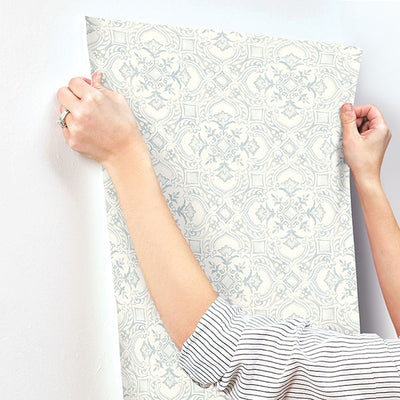 product image for Marjoram Light Blue Floral Tile Wallpaper 57