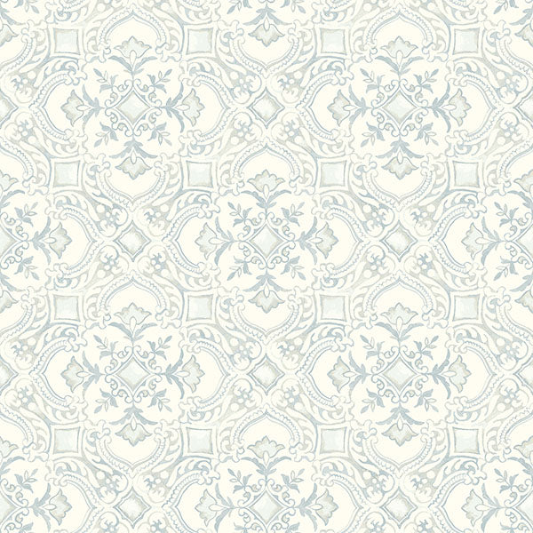media image for Marjoram Light Blue Floral Tile Wallpaper 228