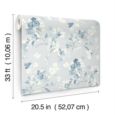 product image for Azalea Light Blue Floral Branches Wallpaper 87