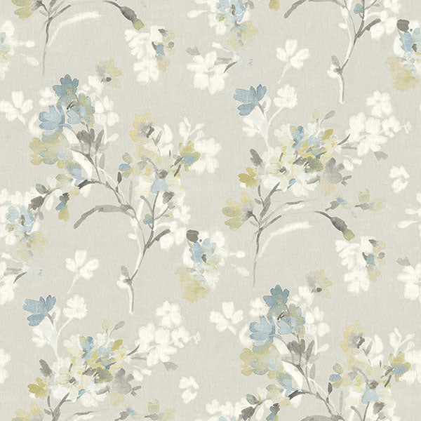 media image for Azalea Light Grey Floral Branches Wallpaper 245