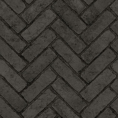 product image for Canelle Black Brick Herringbone Wallpaper 49