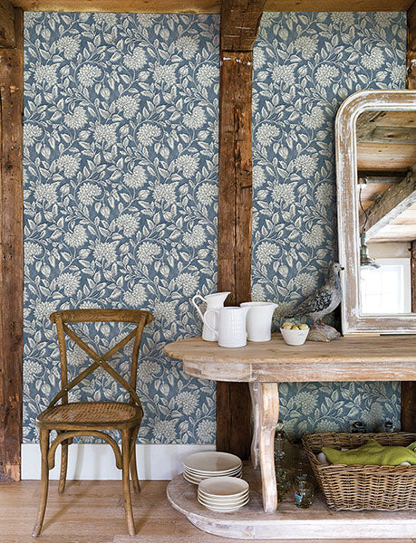 Shop Vadouvan Navy Jacobean Trail Wallpaper | Burke Decor