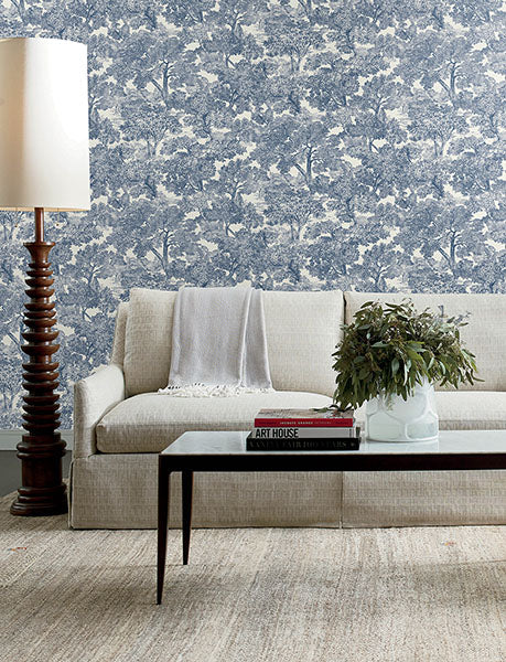 media image for Spinney Blue Toile Wallpaper 229