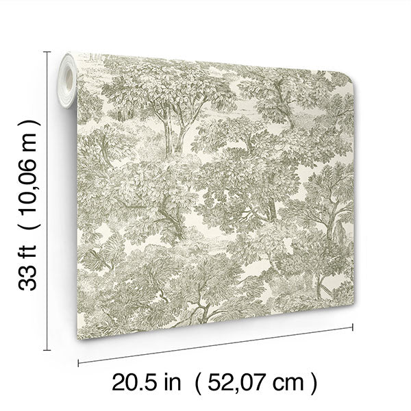 media image for Spinney Green Toile Wallpaper 222